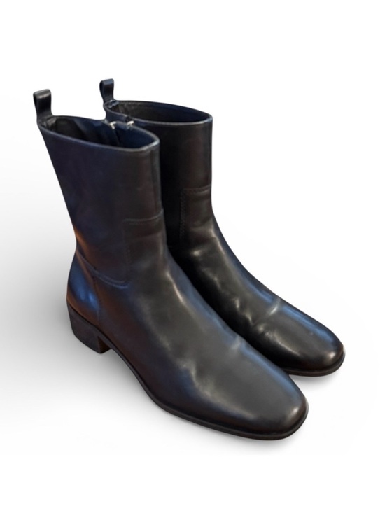 Botkier Shoes - Botkier Ramona Black Leather Ankle Boot Side Zip Low Block Heel Brazil-Made 7.5